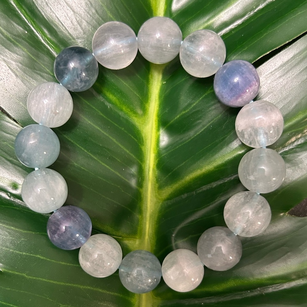 BLUE FLUORITE GORGEOUS high quality 12mm chunky beaded bracelet